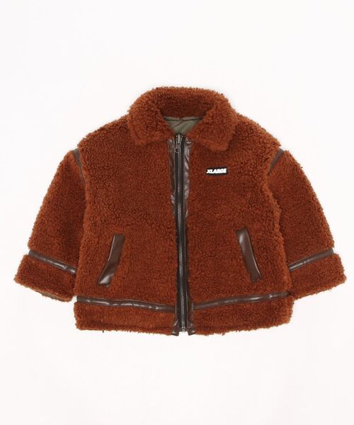 XLARGE KIDS（エクストララージキッズ）の「リバーシブルボアジャケット（ブルゾン・キッズ・ブラウン/カーキ・90cm/100cm/110cm/120cm/130cm/140cm）」の3枚目の写真