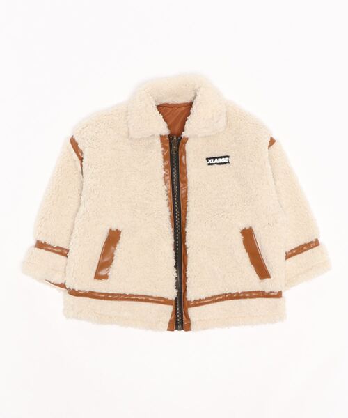 XLARGE KIDS（エクストララージキッズ）の「リバーシブルボアジャケット（ブルゾン・キッズ・ブラウン/カーキ・90cm/100cm/110cm/120cm/130cm/140cm）」の4枚目の写真