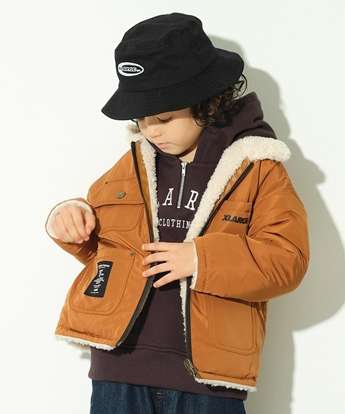 XLARGE KIDS（エクストララージキッズ）の「リバーシブルボアジャケット（ブルゾン・キッズ・ブラウン/カーキ・90cm/100cm/110cm/120cm/130cm/140cm）」の18枚目の写真