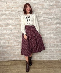 プリーツ切替チェックスカート