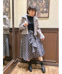 プリーツ切替チェックスカート