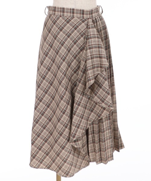 axes femme（アクシーズファム）の「プリーツ切替チェックスカート（スカート・レディース・ワイン/ブラック/ベージュ・MEDIUM）」の9枚目の写真