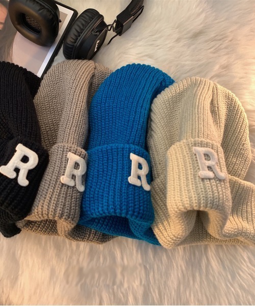 MGV（エムジーヴィー）の「ワンポイントアルファベットリブニット帽（ニットキャップ/ビーニー・メンズ・ブラック/グレー/ブルー/アイボリー・FREE）」の7枚目の写真