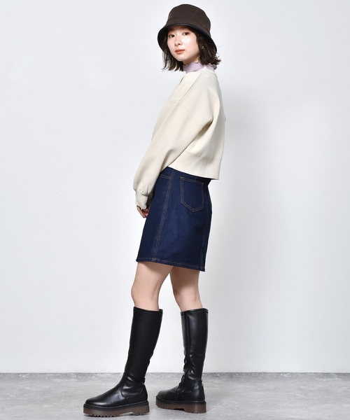 RETRO GIRL(レトロガール)の「デニムミニスカート(デニムスカート・レディース・オフホワイト/ブラック/インディゴブルー・FREE)」の8枚目の写真