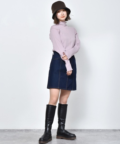 RETRO GIRL(レトロガール)の「デニムミニスカート(デニムスカート・レディース・オフホワイト/ブラック/インディゴブルー・FREE)」の5枚目の写真