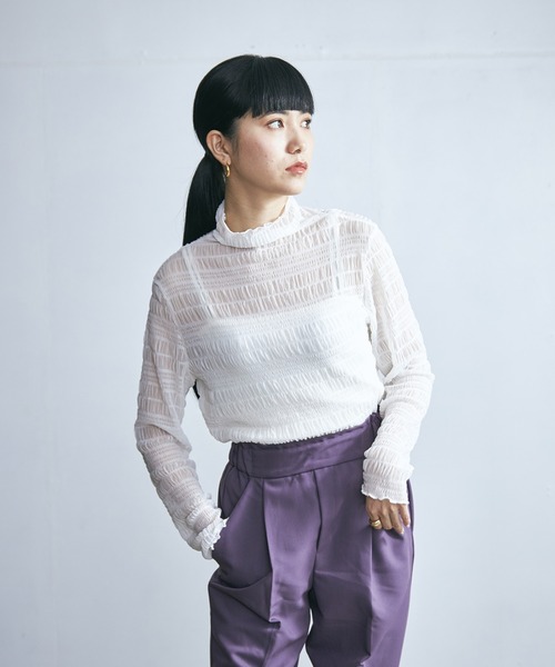 ECRIRE(エクリール)の「ランダムシャーリングシースルーカットソー(Tシャツ/カットソー・レディース・ブラウン/アイボリー/オフホワイト/ブラック・M)」の5枚目の写真