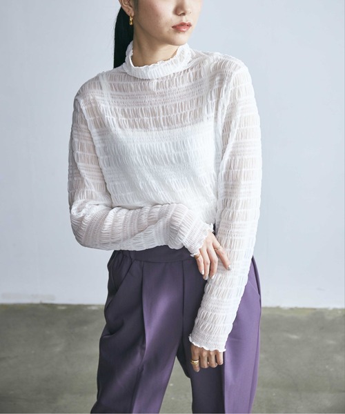 ECRIRE(エクリール)の「ランダムシャーリングシースルーカットソー(Tシャツ/カットソー・レディース・ブラウン/アイボリー/オフホワイト/ブラック・M)」の7枚目の写真