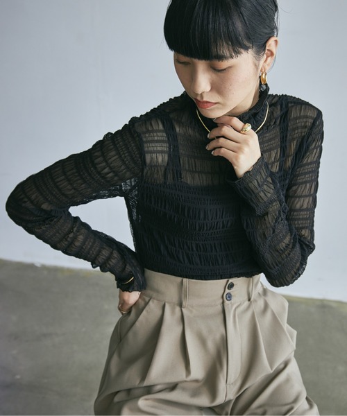 ECRIRE(エクリール)の「ランダムシャーリングシースルーカットソー(Tシャツ/カットソー・レディース・ブラウン/アイボリー/オフホワイト/ブラック・M)」の13枚目の写真
