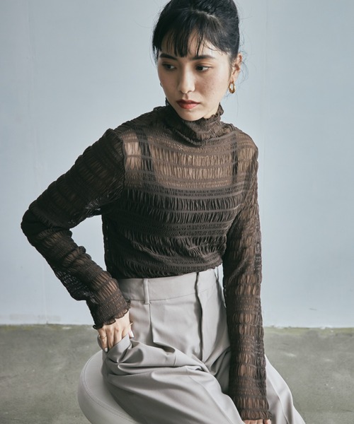 ECRIRE(エクリール)の「ランダムシャーリングシースルーカットソー(Tシャツ/カットソー・レディース・ブラウン/アイボリー/オフホワイト/ブラック・M)」の14枚目の写真