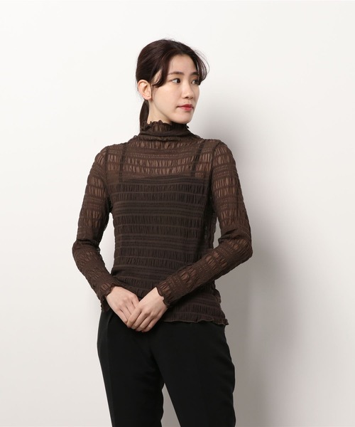 ECRIRE(エクリール)の「ランダムシャーリングシースルーカットソー(Tシャツ/カットソー・レディース・ブラウン/アイボリー/オフホワイト/ブラック・M)」の18枚目の写真