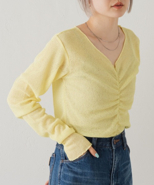 Kastane(カスタネ)の「【カタログ掲載アイテム】シャーリングTee(Tシャツ/カットソー・レディース・ブラック/ピンク/グリーン/アイボリー/イエロー/グリーン系その他・FREE)」の5枚目の写真