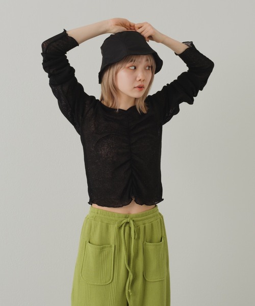 Kastane(カスタネ)の「【カタログ掲載アイテム】シャーリングTee(Tシャツ/カットソー・レディース・ブラック/ピンク/グリーン/アイボリー/イエロー/グリーン系その他・FREE)」の20枚目の写真