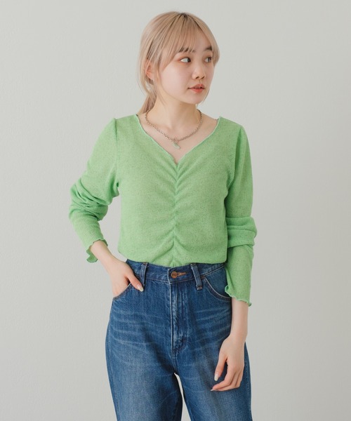 Kastane(カスタネ)の「【カタログ掲載アイテム】シャーリングTee(Tシャツ/カットソー・レディース・ブラック/ピンク/グリーン/アイボリー/イエロー/グリーン系その他・FREE)」の13枚目の写真