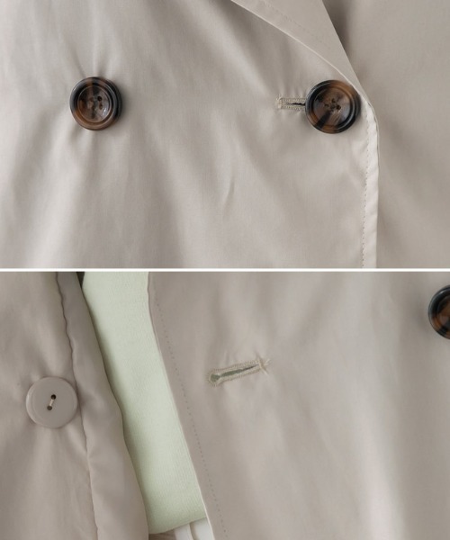 Pierrot（ピエロ）の「キャンディースリーブ袖山タックトレンチコート（トレンチコート・レディース・ブルー/アイボリー/グレイッシュベージュ・M）」の16枚目の写真