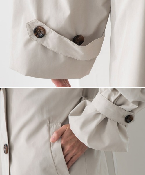 Pierrot（ピエロ）の「キャンディースリーブ袖山タックトレンチコート（トレンチコート・レディース・ブルー/アイボリー/グレイッシュベージュ・M）」の20枚目の写真