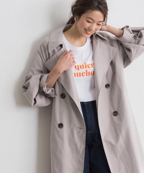 Pierrot（ピエロ）の「キャンディースリーブ袖山タックトレンチコート（トレンチコート・レディース・ブルー/アイボリー/グレイッシュベージュ・M）」の12枚目の写真