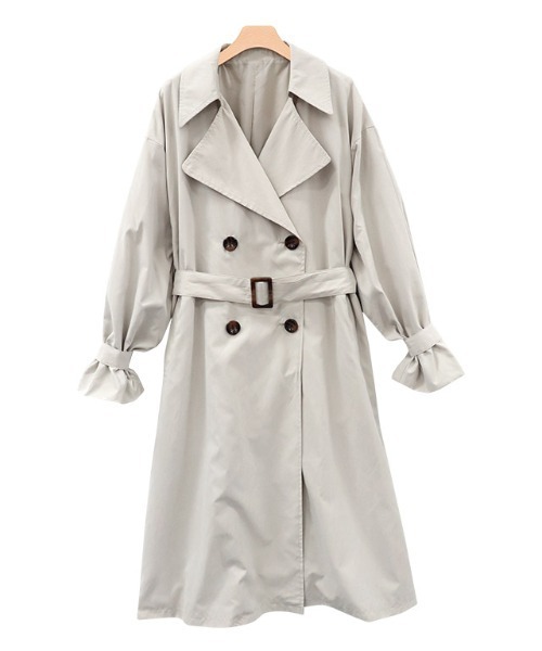 Pierrot（ピエロ）の「キャンディースリーブ袖山タックトレンチコート（トレンチコート・レディース・ブルー/アイボリー/グレイッシュベージュ・M）」の10枚目の写真
