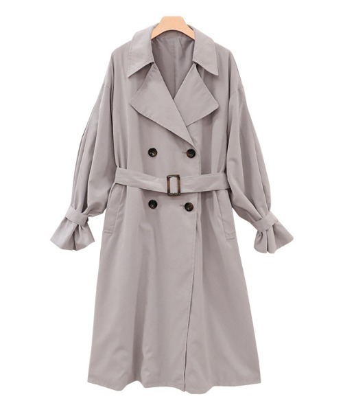 Pierrot（ピエロ）の「キャンディースリーブ袖山タックトレンチコート（トレンチコート・レディース・ブルー/アイボリー/グレイッシュベージュ・M）」の17枚目の写真