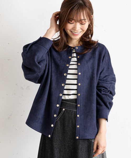 prose verse（プロズヴェール）の「スナップボタンスエード調ブルゾン（ブルゾン・レディース・ネイビー/ピンク/アイボリー・MEDIUM）」の9枚目の写真