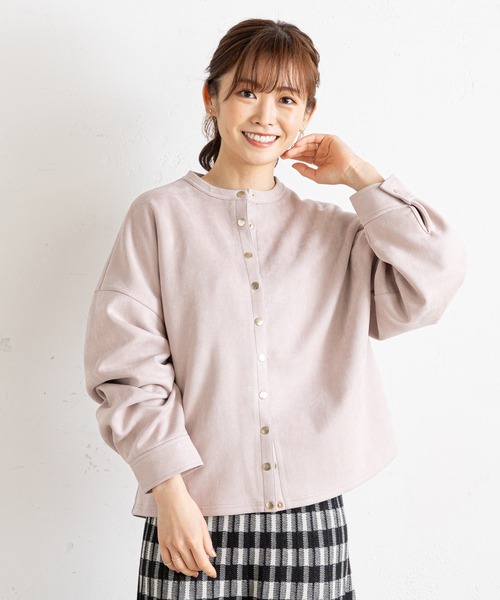 prose verse（プロズヴェール）の「スナップボタンスエード調ブルゾン（ブルゾン・レディース・ネイビー/ピンク/アイボリー・MEDIUM）」の12枚目の写真