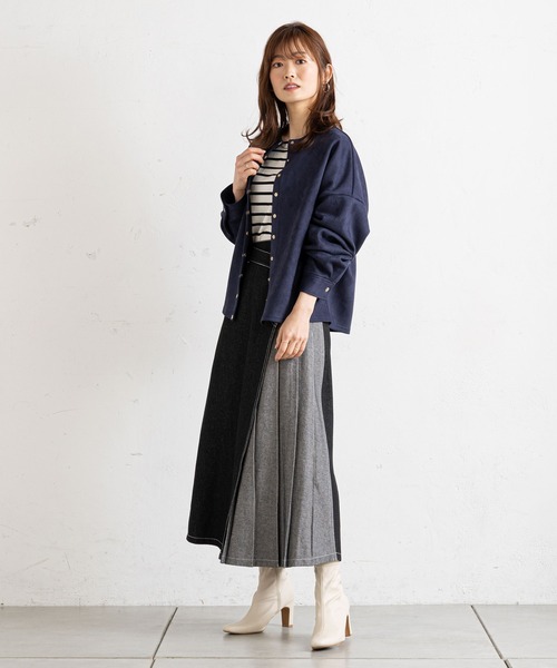 prose verse（プロズヴェール）の「スナップボタンスエード調ブルゾン（ブルゾン・レディース・ネイビー/ピンク/アイボリー・MEDIUM）」の14枚目の写真