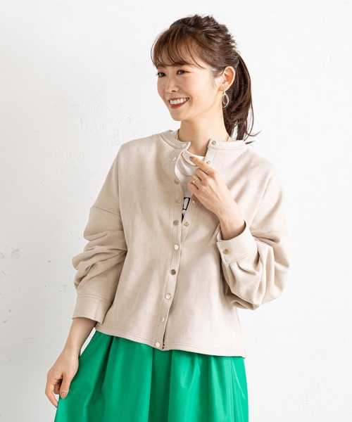 prose verse（プロズヴェール）の「スナップボタンスエード調ブルゾン（ブルゾン・レディース・ネイビー/ピンク/アイボリー・MEDIUM）」の6枚目の写真