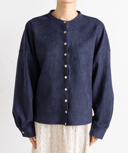 prose verse（プロズヴェール）の「スナップボタンスエード調ブルゾン（ブルゾン・レディース・ネイビー/ピンク/アイボリー・MEDIUM）」の19枚目の写真