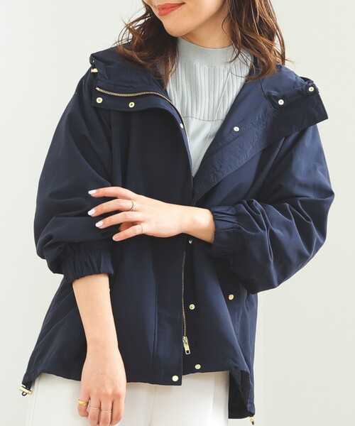 BEAMS HEART（ビームスハート）の「BEAMS HEART / ライトナイロン フーディーブルゾン（ブルゾン・レディース・ベージュ/ネイビー/ライトグレー・MEDIUM/SMALL）」の3枚目の写真