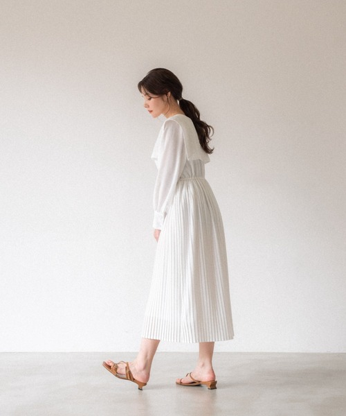 idem（イデム）の「square lace collar onepiece/スクエアレース襟プリーツワンピース（ワンピース・レディース・ミント/ブラック/アイボリー・FREE）」の19枚目の写真