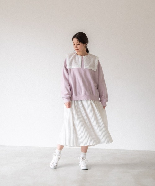 idem（イデム）の「square lace collar onepiece/スクエアレース襟プリーツワンピース（ワンピース・レディース・ミント/ブラック/アイボリー・FREE）」の11枚目の写真