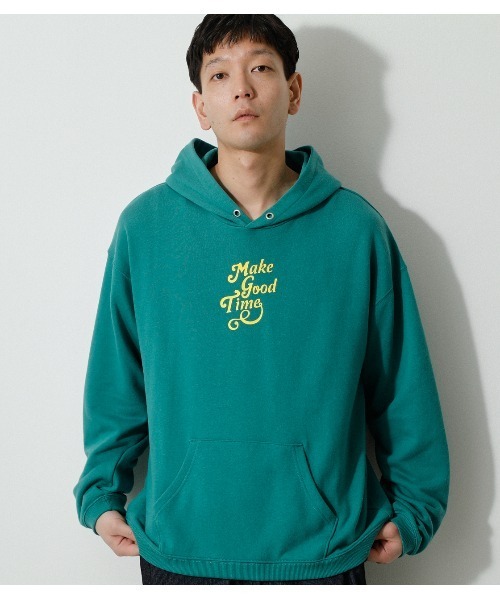AZUL by moussy（アズールバイマウジー）の「MAKE GOOD TIME HOODIE/メイクグッドタイムフーディ（パーカー・メンズ・ブラック/ライトグレー/ライトグリーン・LARGE/MEDIUM）」の3枚目の写真