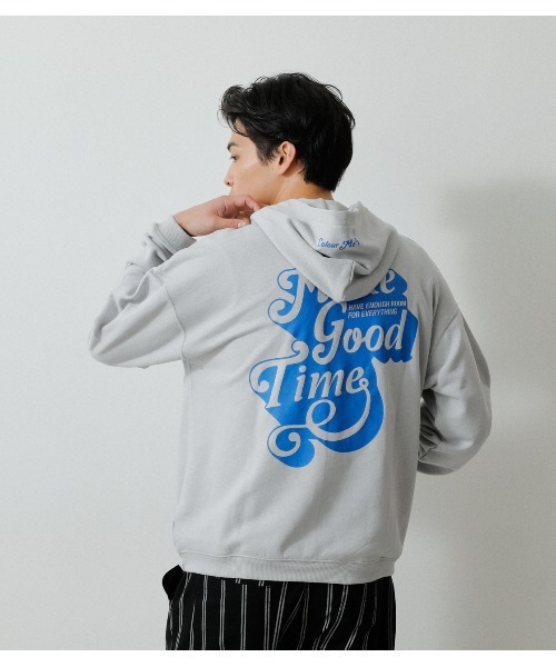 AZUL by moussy（アズールバイマウジー）の「MAKE GOOD TIME HOODIE/メイクグッドタイムフーディ（パーカー・メンズ・ブラック/ライトグレー/ライトグリーン・LARGE/MEDIUM）」の2枚目の写真