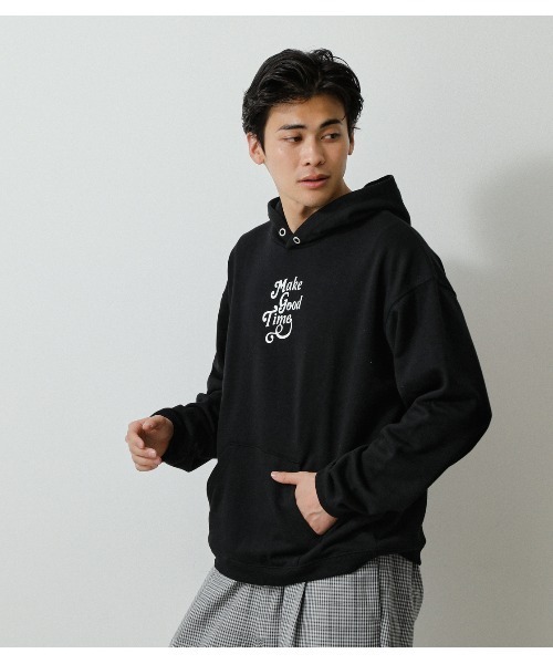 AZUL by moussy（アズールバイマウジー）の「MAKE GOOD TIME HOODIE/メイクグッドタイムフーディ（パーカー・メンズ・ブラック/ライトグレー/ライトグリーン・LARGE/MEDIUM）」の5枚目の写真