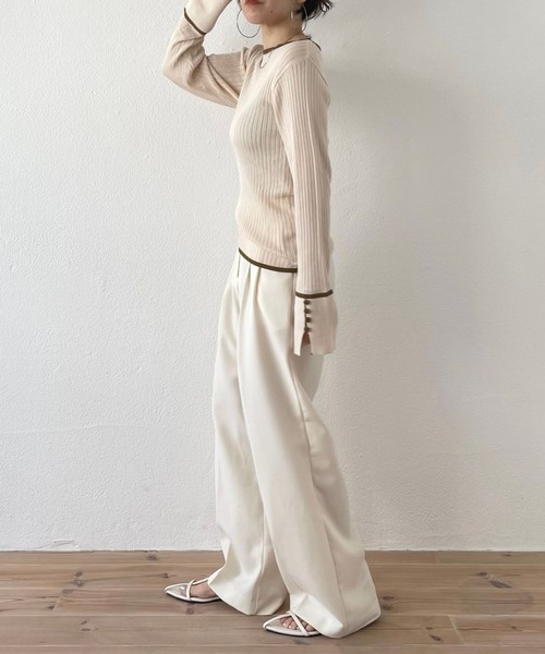 wee9s（ウィークス）の「flare sleeve knit po / フレアスリーブニットプルオーバー（ニット/セーター・レディース・ブラック/ブラウン/ホワイト/グリーン・FREE）」の6枚目の写真