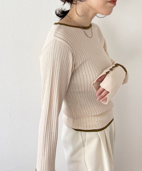 wee9s（ウィークス）の「flare sleeve knit po / フレアスリーブニットプルオーバー（ニット/セーター・レディース・ブラック/ブラウン/ホワイト/グリーン・FREE）」の8枚目の写真
