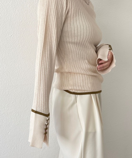 wee9s（ウィークス）の「flare sleeve knit po / フレアスリーブニットプルオーバー（ニット/セーター・レディース・ブラック/ブラウン/ホワイト/グリーン・FREE）」の9枚目の写真