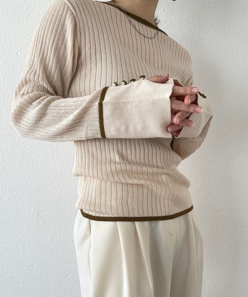 wee9s（ウィークス）の「flare sleeve knit po / フレアスリーブニットプルオーバー（ニット/セーター・レディース・ブラック/ブラウン/ホワイト/グリーン・FREE）」の10枚目の写真