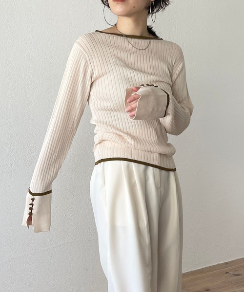 wee9s（ウィークス）の「flare sleeve knit po / フレアスリーブニットプルオーバー（ニット/セーター・レディース・ブラック/ブラウン/ホワイト/グリーン・FREE）」の14枚目の写真