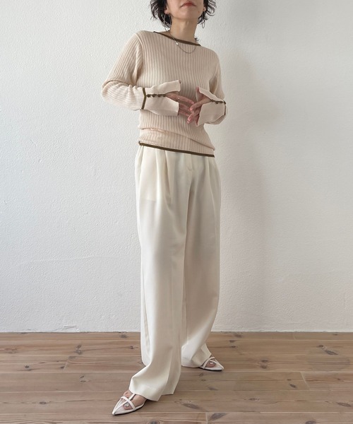 wee9s（ウィークス）の「flare sleeve knit po / フレアスリーブニットプルオーバー（ニット/セーター・レディース・ブラック/ブラウン/ホワイト/グリーン・FREE）」の5枚目の写真