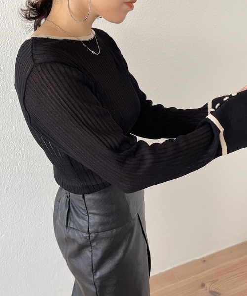 wee9s（ウィークス）の「flare sleeve knit po / フレアスリーブニットプルオーバー（ニット/セーター・レディース・ブラック/ブラウン/ホワイト/グリーン・FREE）」の22枚目の写真