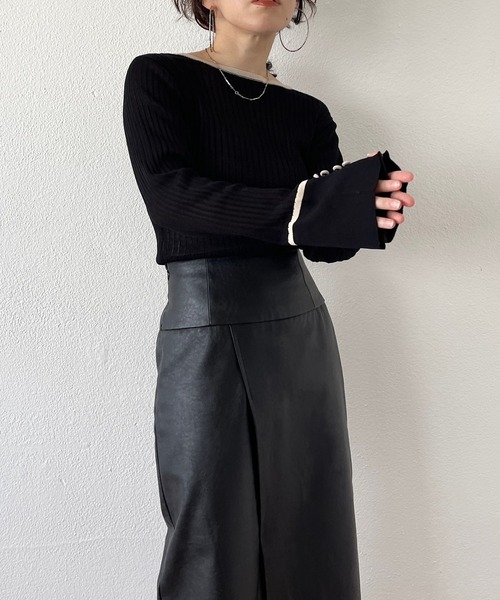 wee9s（ウィークス）の「flare sleeve knit po / フレアスリーブニットプルオーバー（ニット/セーター・レディース・ブラック/ブラウン/ホワイト/グリーン・FREE）」の21枚目の写真