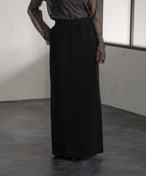 Ezick（エジック）の「ニットタイトロングスカート（スカート・レディース・ライトブルー/グレイッシュベージュ/ブラック・FREE）」の2枚目の写真