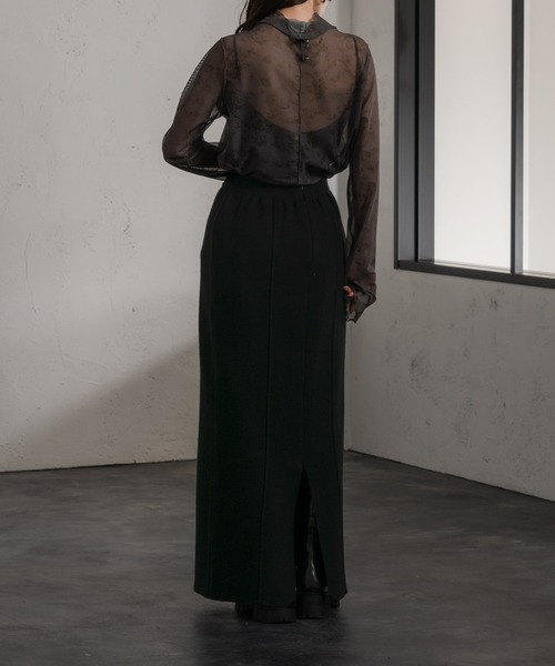 Ezick（エジック）の「ニットタイトロングスカート（スカート・レディース・ライトブルー/グレイッシュベージュ/ブラック・FREE）」の6枚目の写真