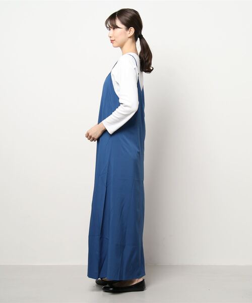 Ritzy（リッツィー）の「華奢ストラップ。ロングキャミワンピース（ワンピース・レディース・ブラック/ブルー/カーキ/ベージュ・M/L）」の7枚目の写真