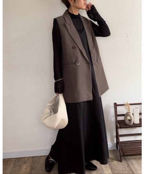 Ritzy（リッツィー）の「華奢ストラップ。ロングキャミワンピース（ワンピース・レディース・ブラック/ブルー/カーキ/ベージュ・M/L）」の22枚目の写真