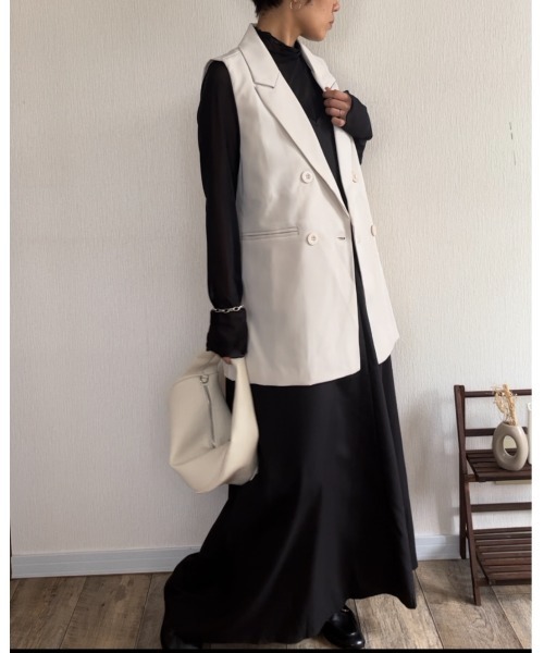 Ritzy（リッツィー）の「華奢ストラップ。ロングキャミワンピース（ワンピース・レディース・ブラック/ブルー/カーキ/ベージュ・M/L）」の19枚目の写真