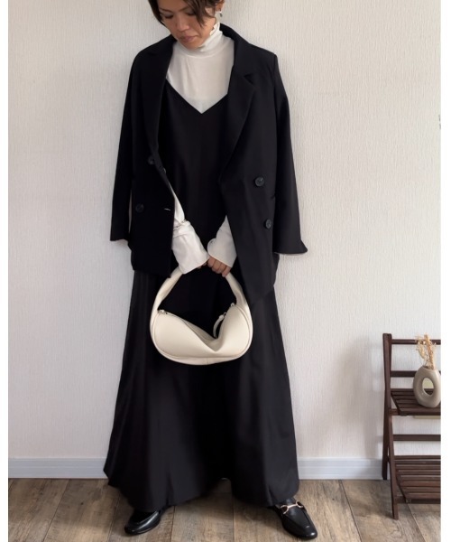 Ritzy（リッツィー）の「華奢ストラップ。ロングキャミワンピース（ワンピース・レディース・ブラック/ブルー/カーキ/ベージュ・M/L）」の14枚目の写真