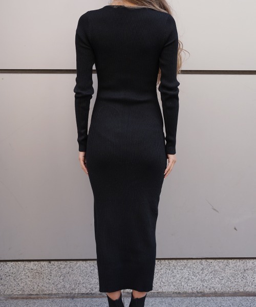 esutoreja（エストレジャ）の「タイトスリットニットドレス（ワンピース・レディース・ベージュ/ブラック・FREE）」の10枚目の写真