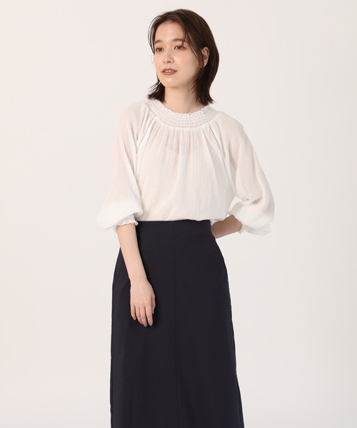 INED（イネド）の「ギャザーネック楊柳ブラウス（シャツ/ブラウス 
