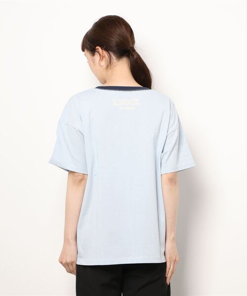 Samansa Mos2（サマンサ モスモス）の「発泡ロゴプリントリンガーTシャツ（Tシャツ/カットソー・レディース・ベージュ/オフホワイト/ブルー/グリーン・ﾌﾘ-）」の7枚目の写真